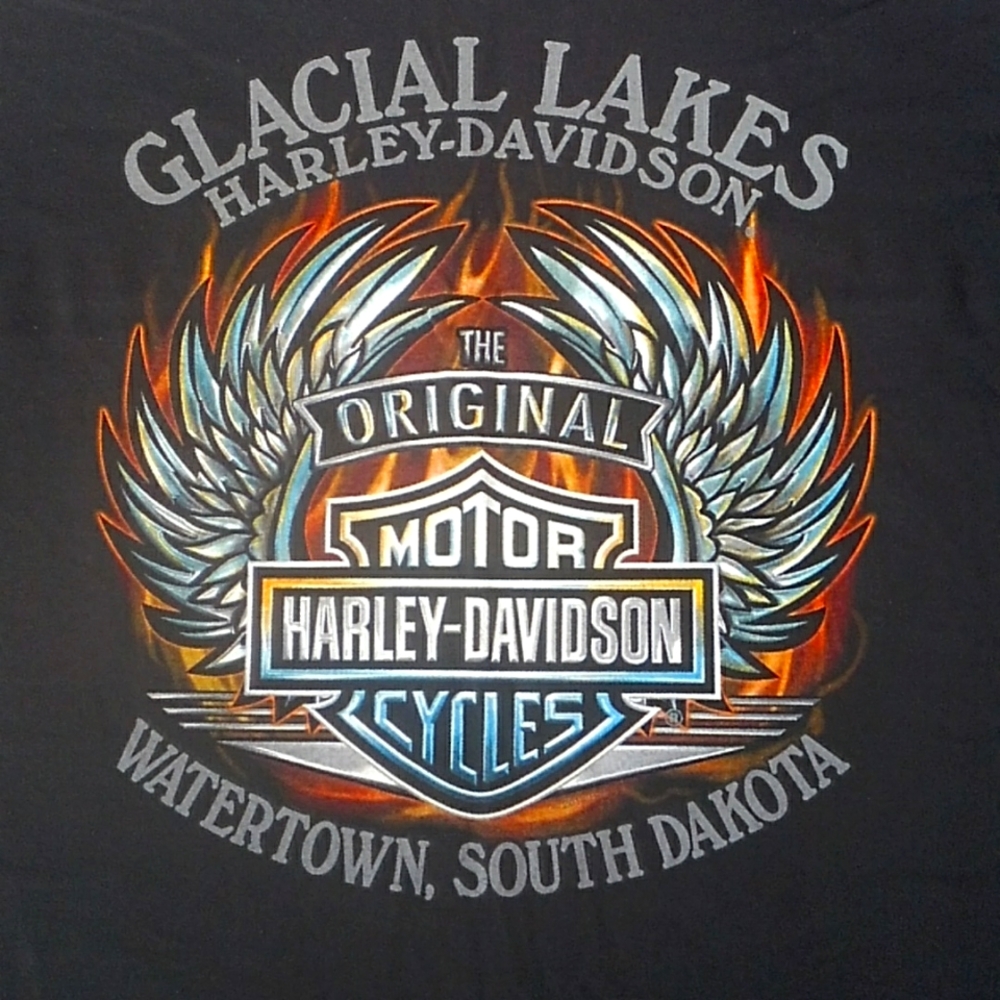Harley-Davidson Glacial Lakes Watertown SD Graphic Cotton Tee XL NWOT